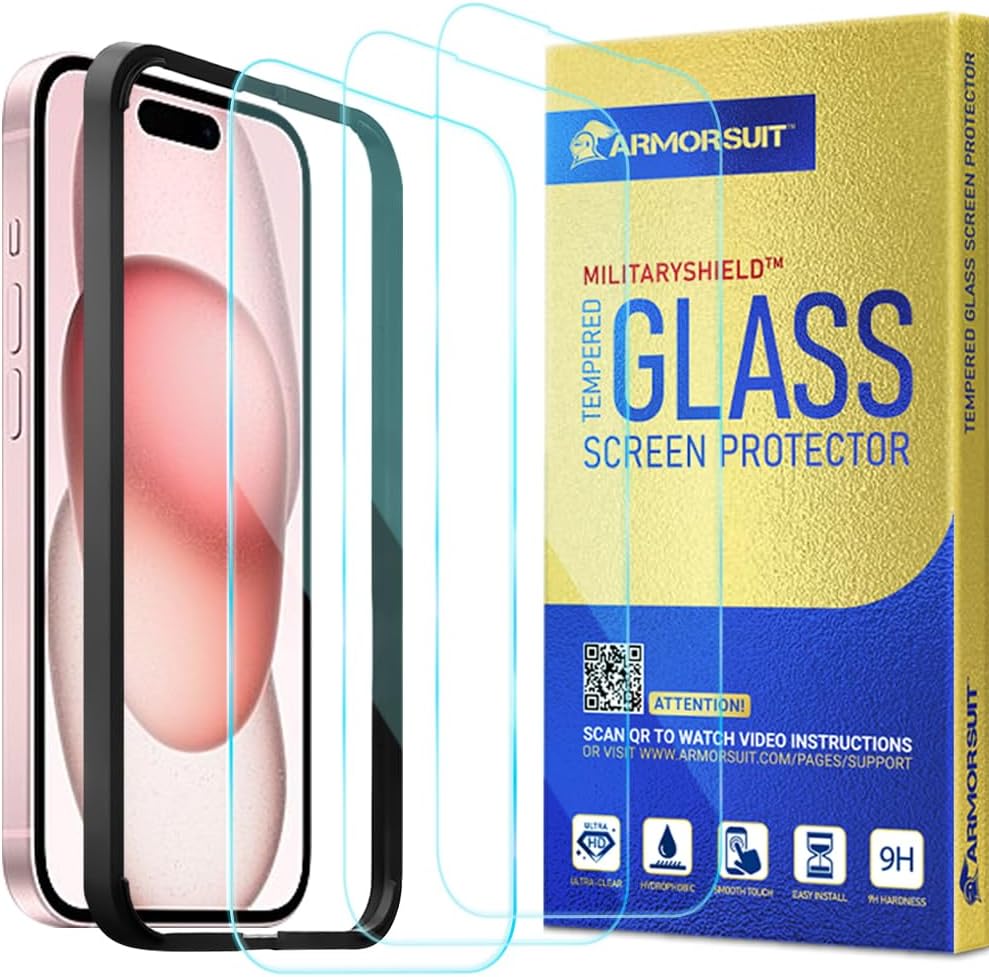 [3 Pack] ArmorSuit for iPhone 15 (6.1 in) Tempered Glass Screen Protector
