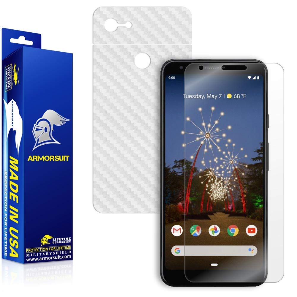 Google Pixel 3a XL Screen Protector + White Carbon Fiber