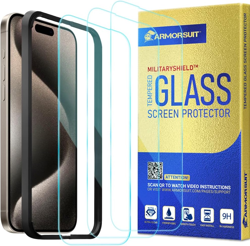 [3 Pack] ArmorSuit for iPhone 15 Pro (6.1 in) Tempered Glass Screen Protector