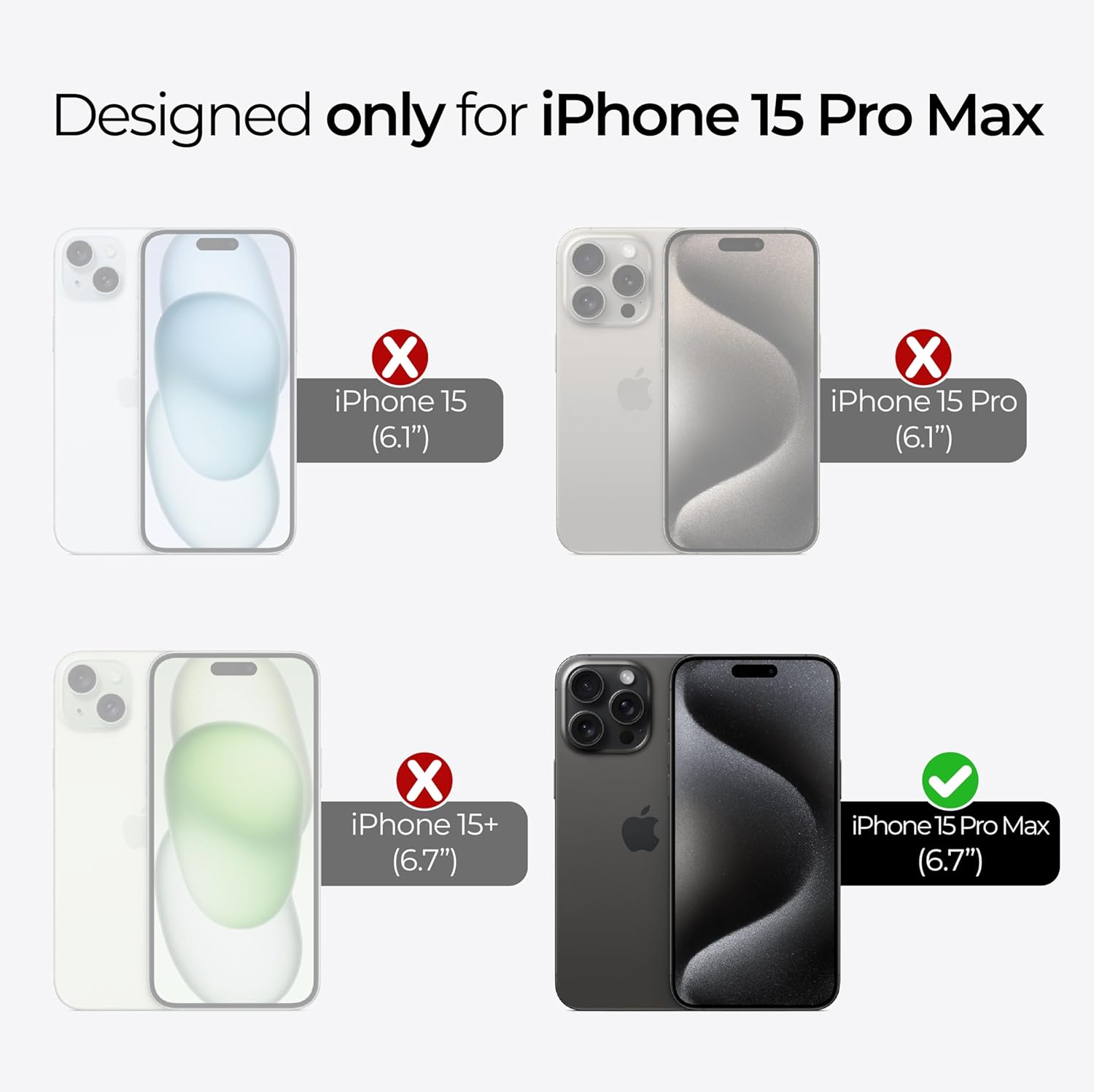 [3 Pack] ArmorSuit for iPhone 15 Pro Max (6.7 in) Tempered Glass Screen Protector