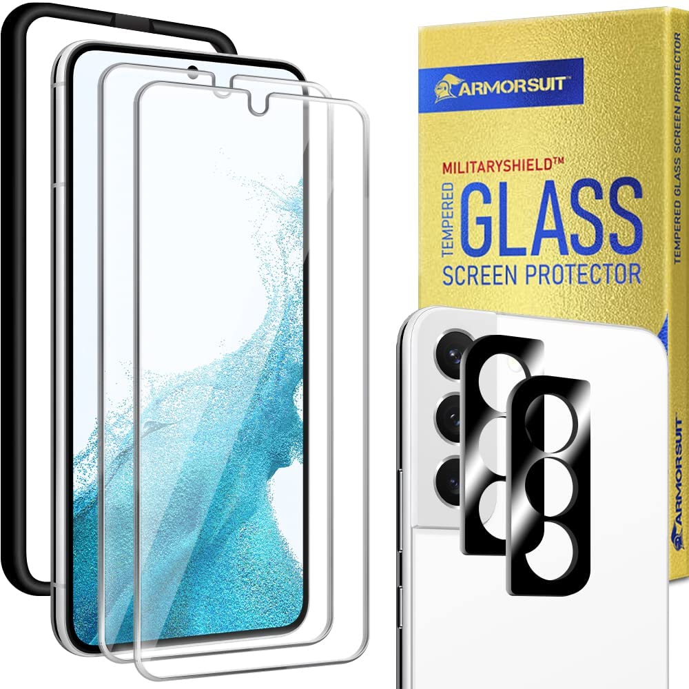 ArmorSuit 2 Pack Glass Screen Protector for Samsung S22 + Camera Lenses