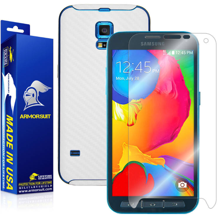 Samsung Galaxy S5 Sport Screen Protector + Carbon Fiber Skin Protector