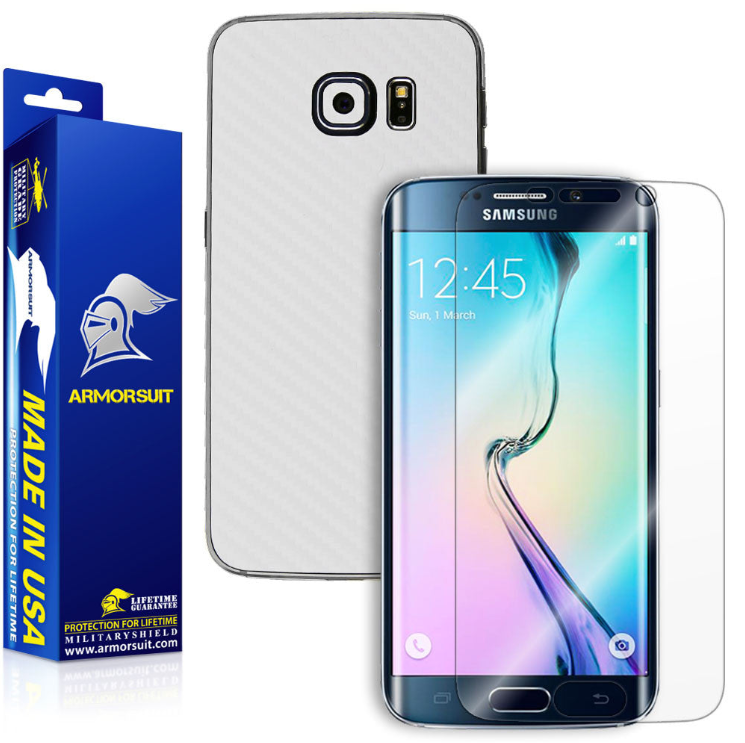 Samsung Galaxy S6 Edge Screen Protector [Full Screen Coverage] + Carbon Fiber Skin