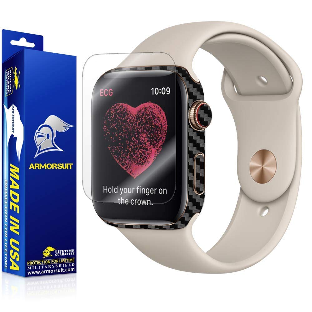 Apple Watch 40mm (Series 4/5/6) Screen Protector + Black Carbon Fiber Skin Protector