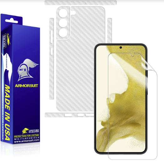Armorsuit MilitaryShield Carbon Fiber Skin Wrap Film + HD Clear Screen Protector Designed for Samsung S22 Plus (2022) - Anti-Bubble Film