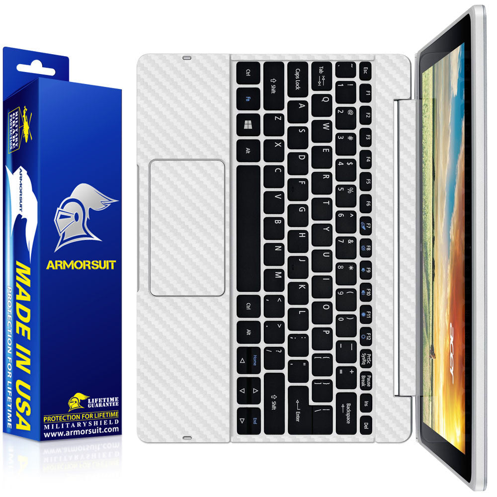 Acer Aspire Switch 10 (SW5-012) Keyboard Only - White Carbon Fiber Full Body Skin