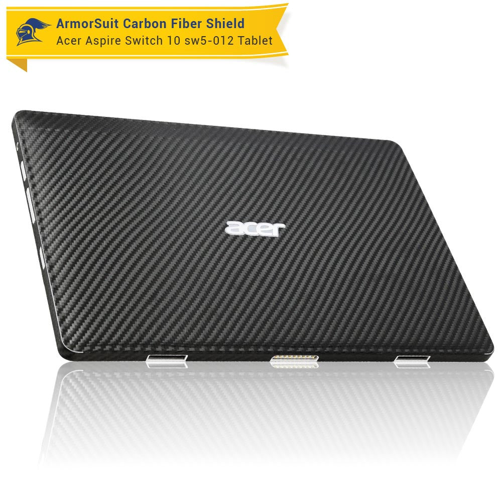 Acer Aspire Switch 10 (SW5-012) Screen Protector + Black Carbon Fiber Full Body Skin Protector (Tablet & Keyboard)