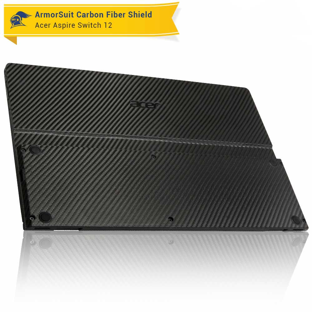 Acer Aspire Switch 12 Screen Protector + Black Carbon Fiber Skin