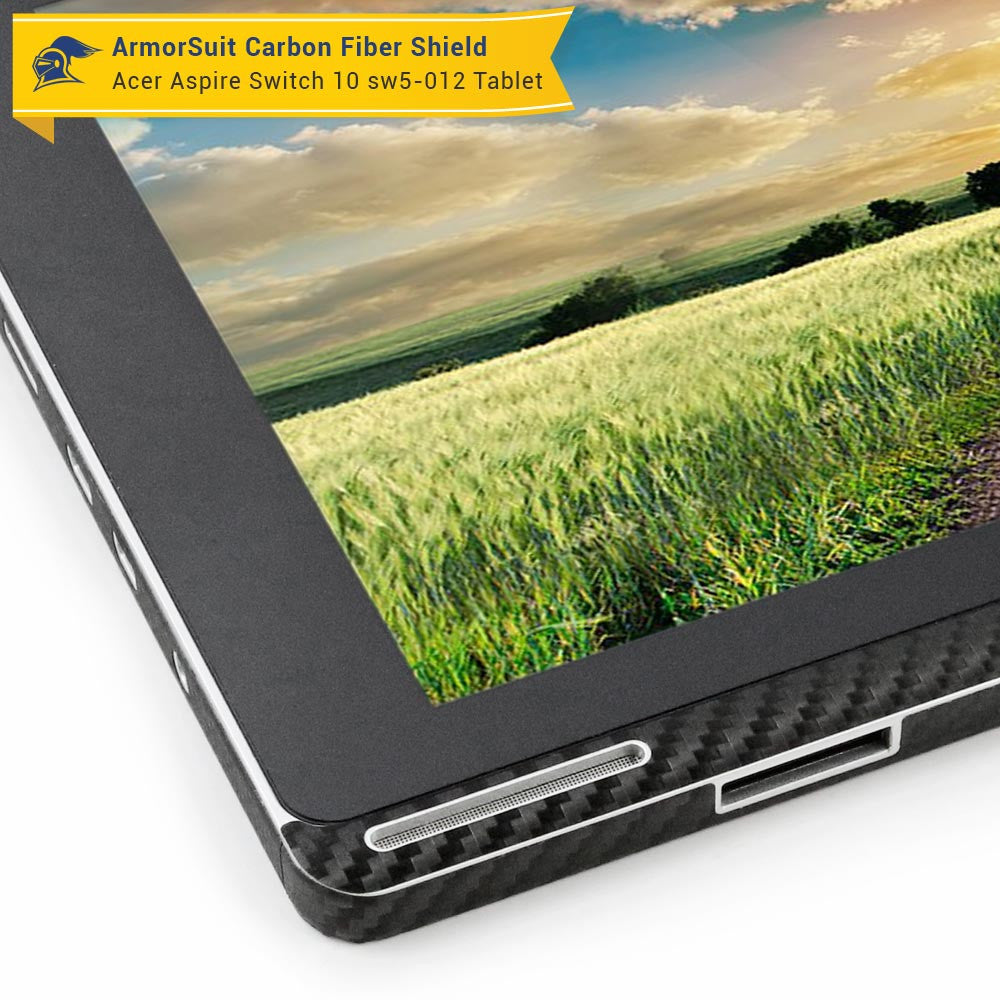 Acer Aspire Switch 10 (SW5-012) Screen Protector + Black Carbon Fiber Skin