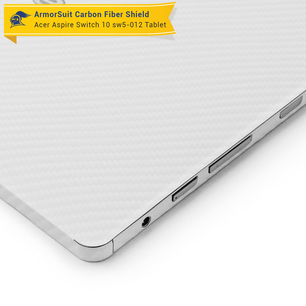 Acer Aspire Switch 10 (SW5-012) Screen Protector + White Carbon Fiber Skin