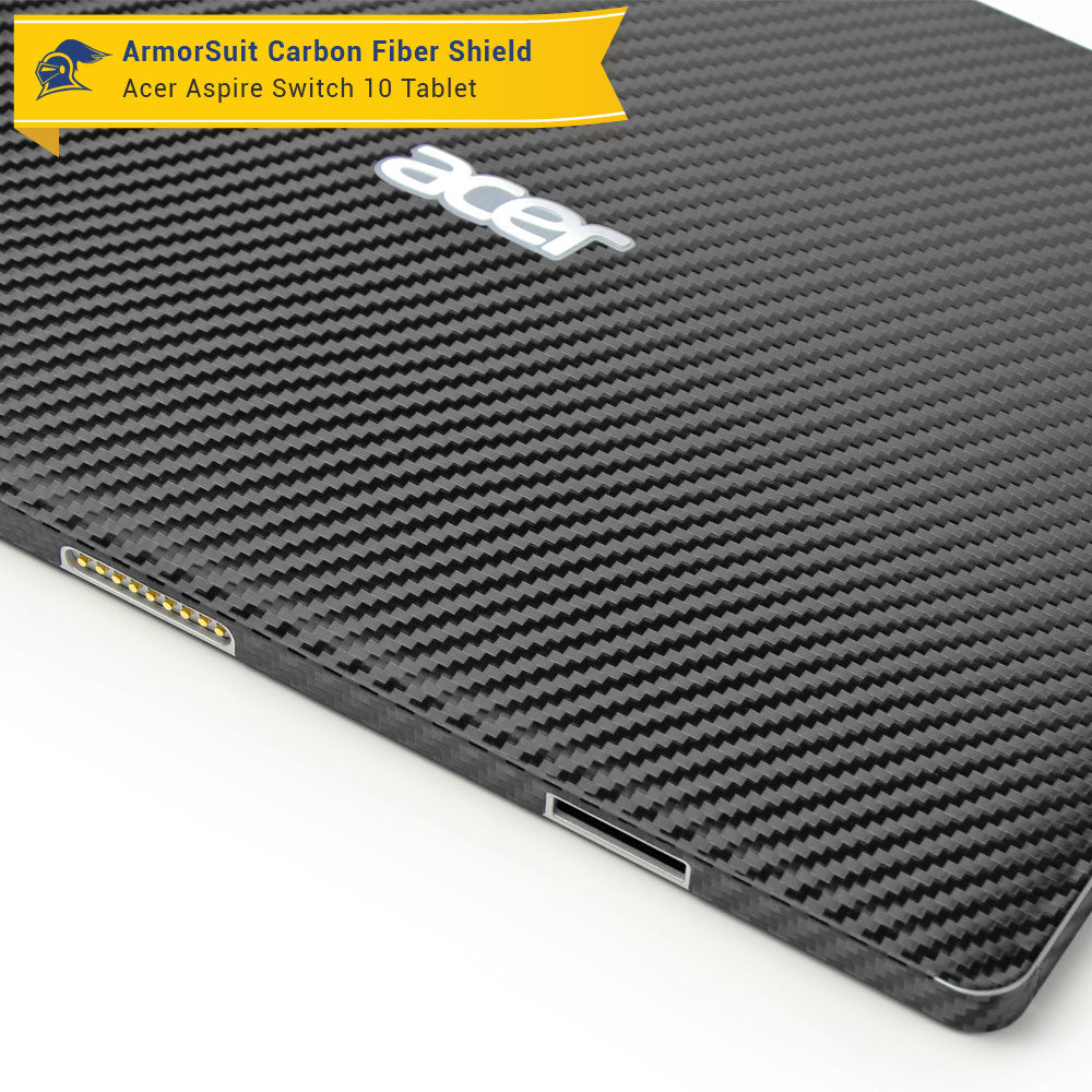 Acer Aspire Switch 10 (Model sw5-011) Screen Protector + Black Carbon Fiber Film Protector