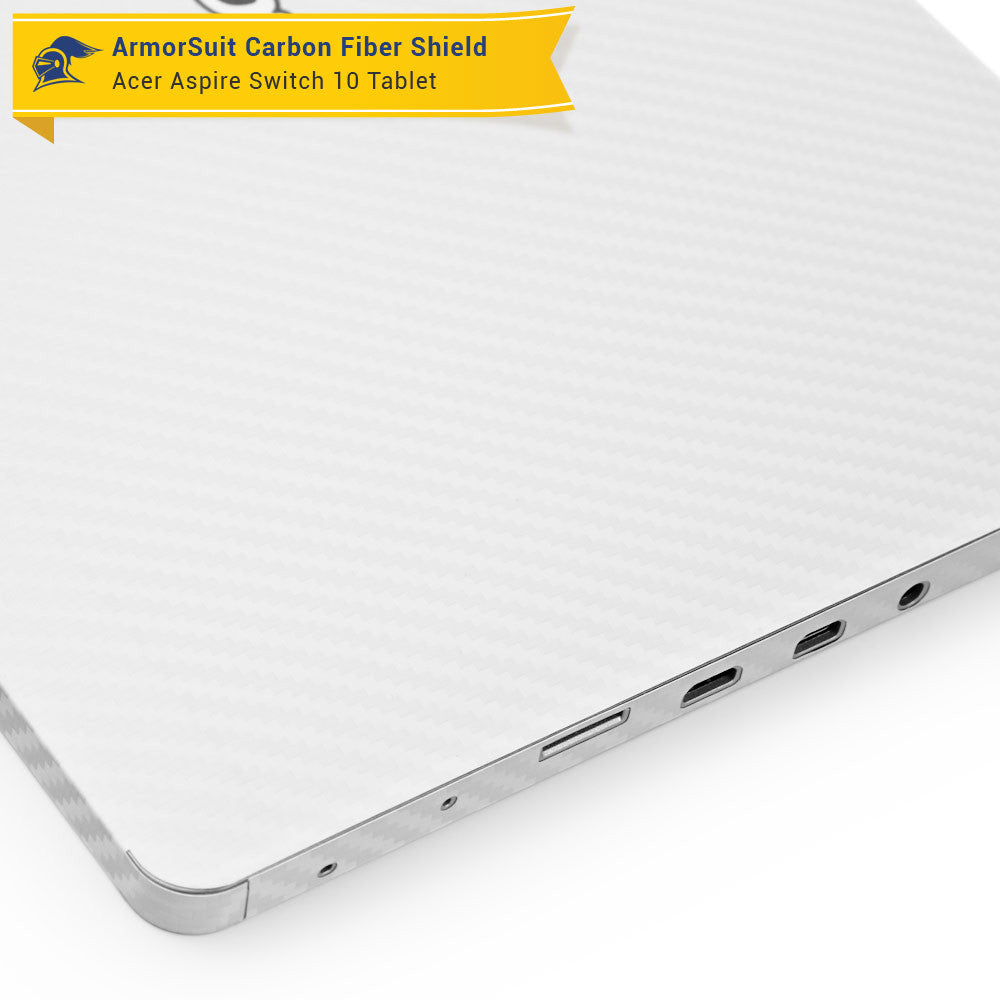 Acer Aspire Switch 10 (Model sw5-011) Screen Protector + White Carbon Fiber Film Protector