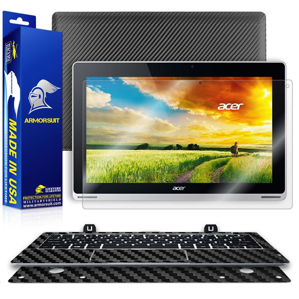 Acer Aspire Switch 11 (SW5-111) Screen Protector + Black Carbon Skin Protector  (Tablet & Keyboard)