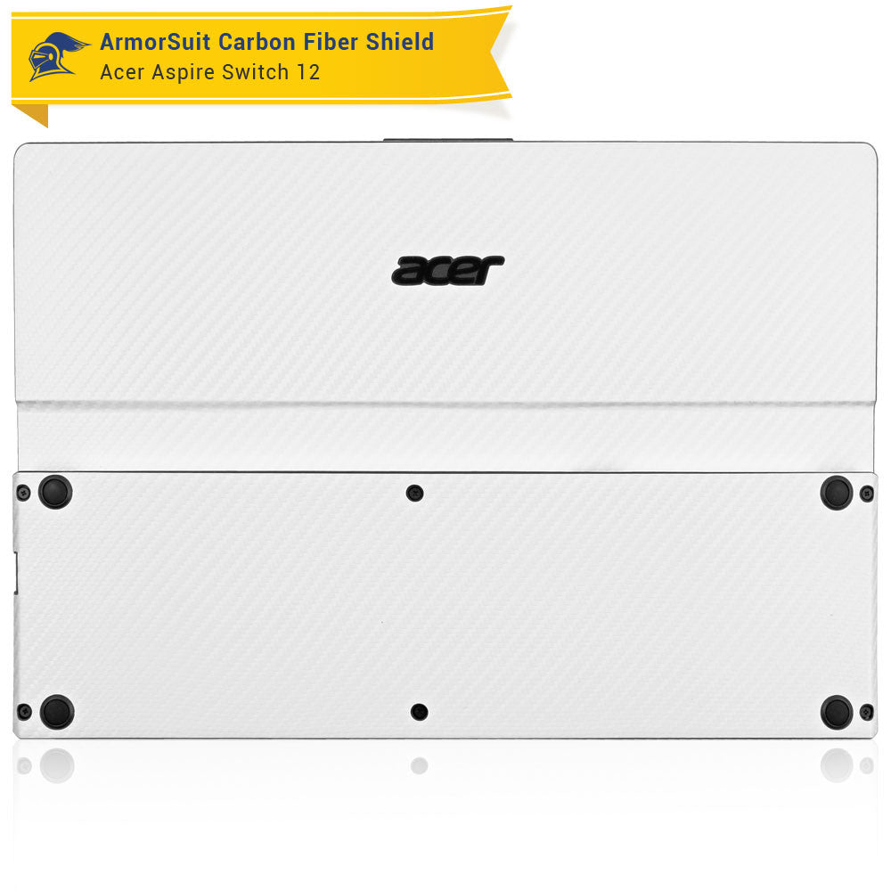 Acer Aspire Switch 12 Screen Protector + White Carbon Fiber Skin