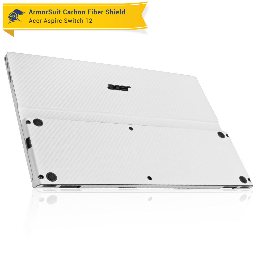 Acer Aspire Switch 12 Screen Protector + White Carbon Fiber Skin