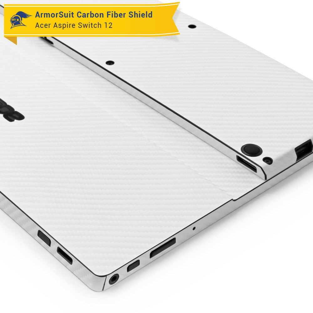 Acer Aspire Switch 12 Screen Protector + White Carbon Fiber Skin
