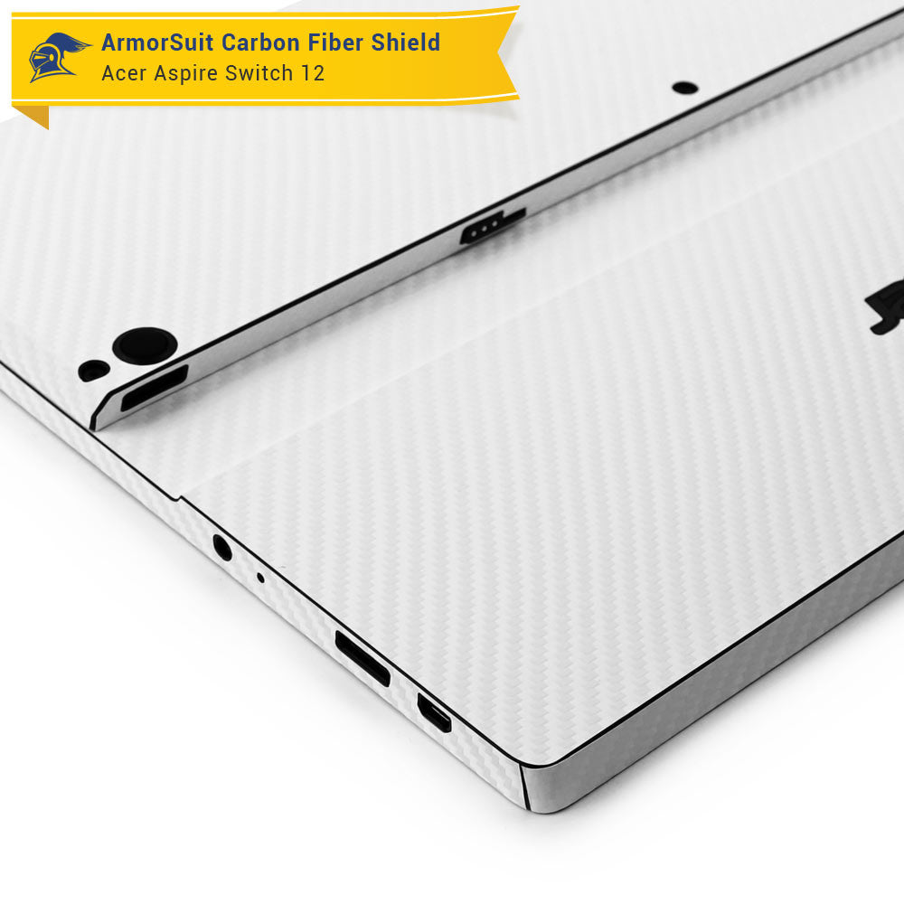Acer Aspire Switch 12 Screen Protector + White Carbon Fiber Skin
