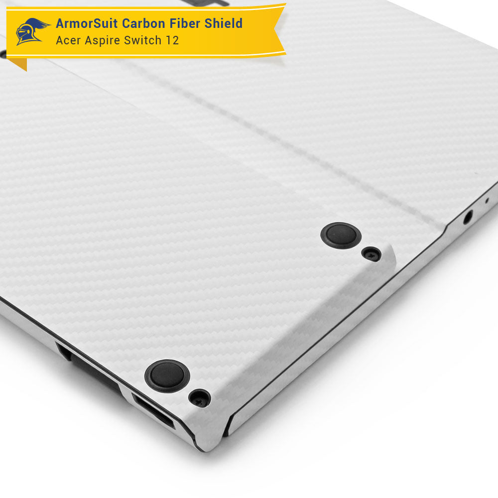 Acer Aspire Switch 12 Screen Protector + White Carbon Fiber Skin