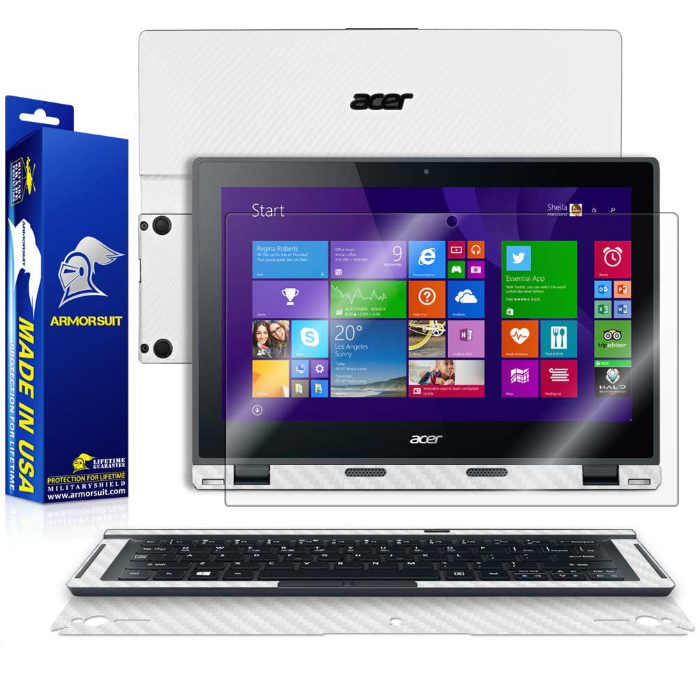 Acer Aspire Switch 12 Screen Protector + White Carbon Fiber Skin