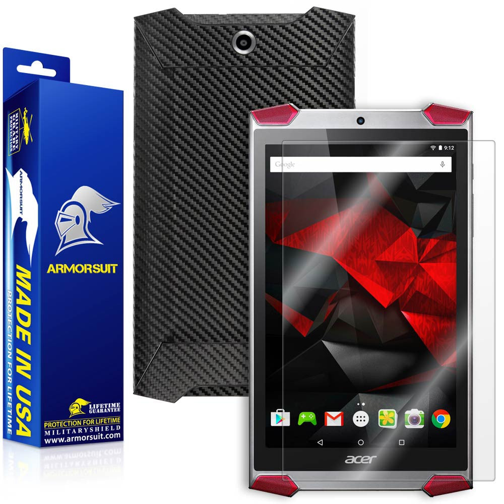 Acer Predator 8 Screen Protector + Black Carbon Fiber Skin