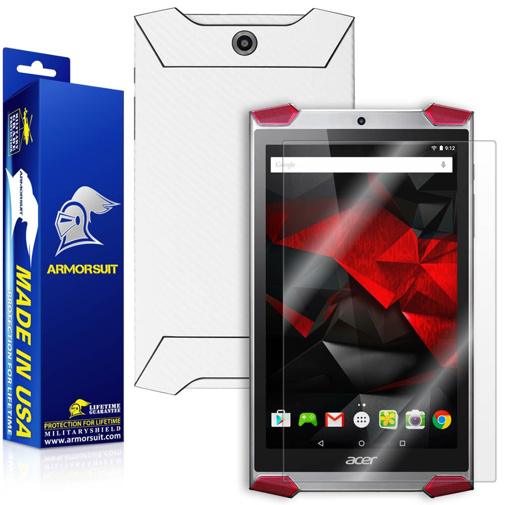 Acer Predator 8 Screen Protector + White Carbon Fiber Skin