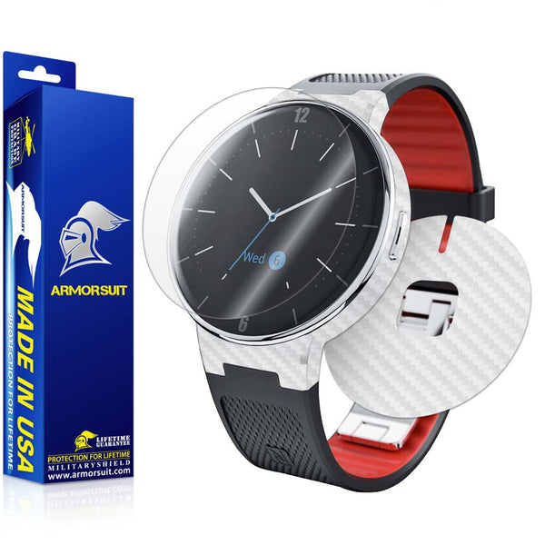 Alcatel Onetouch Smartwatch Screen Protector White Carbon Fiber Skin