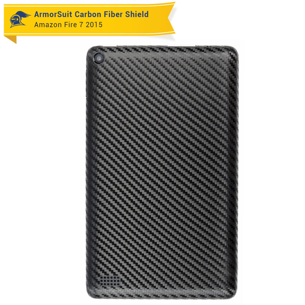 Amazon Fire 7" Screen Protector (2015) + Black Carbon Fiber Full Body Skin Protector