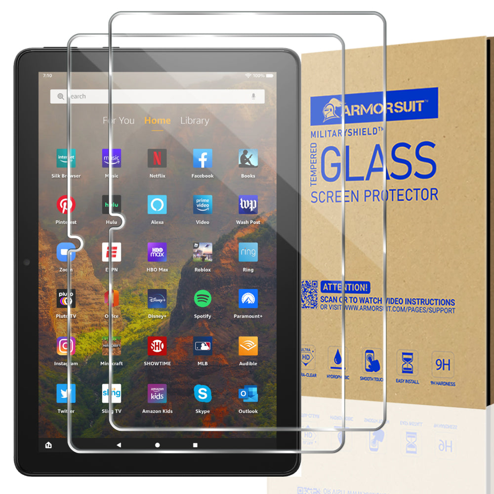 [2 Pack] ArmorSuit designed for All New Fire HD 10 / 10 Plus / 10 Kids / 10 Kids Pro 11th Generation  Tempered Glass Screen Protector Edge to Edge MilitaryShield (2021 Release 10.1 inch)