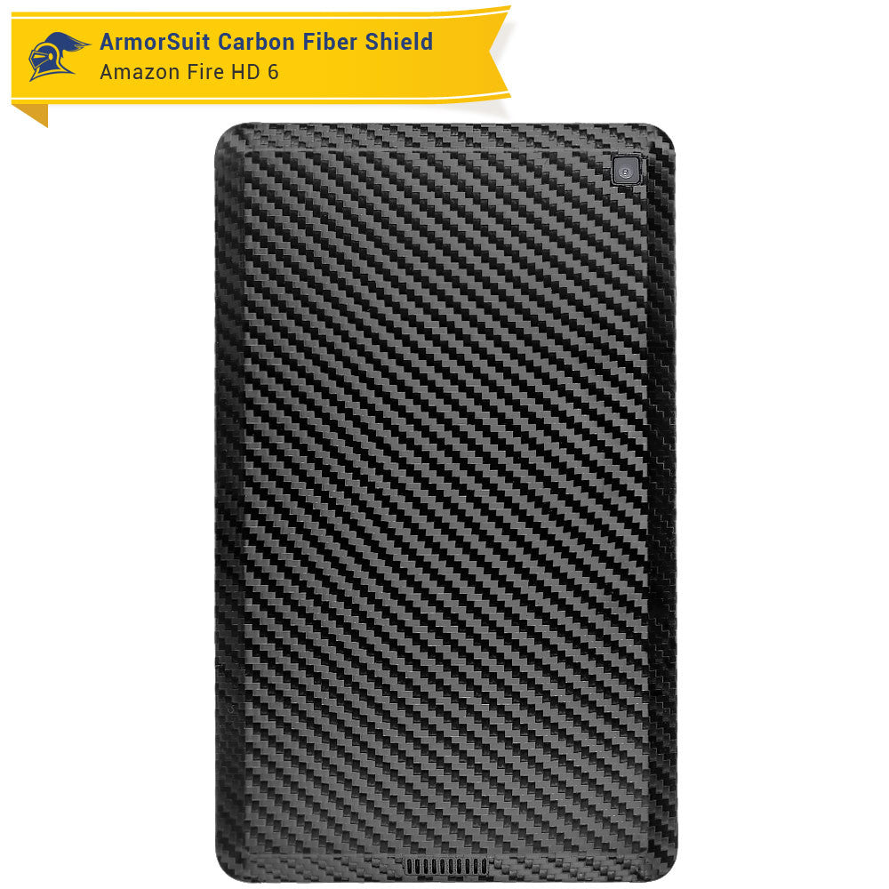 Amazon Fire HD 6 (2014) Screen Protector + Black Carbon Fiber Skin