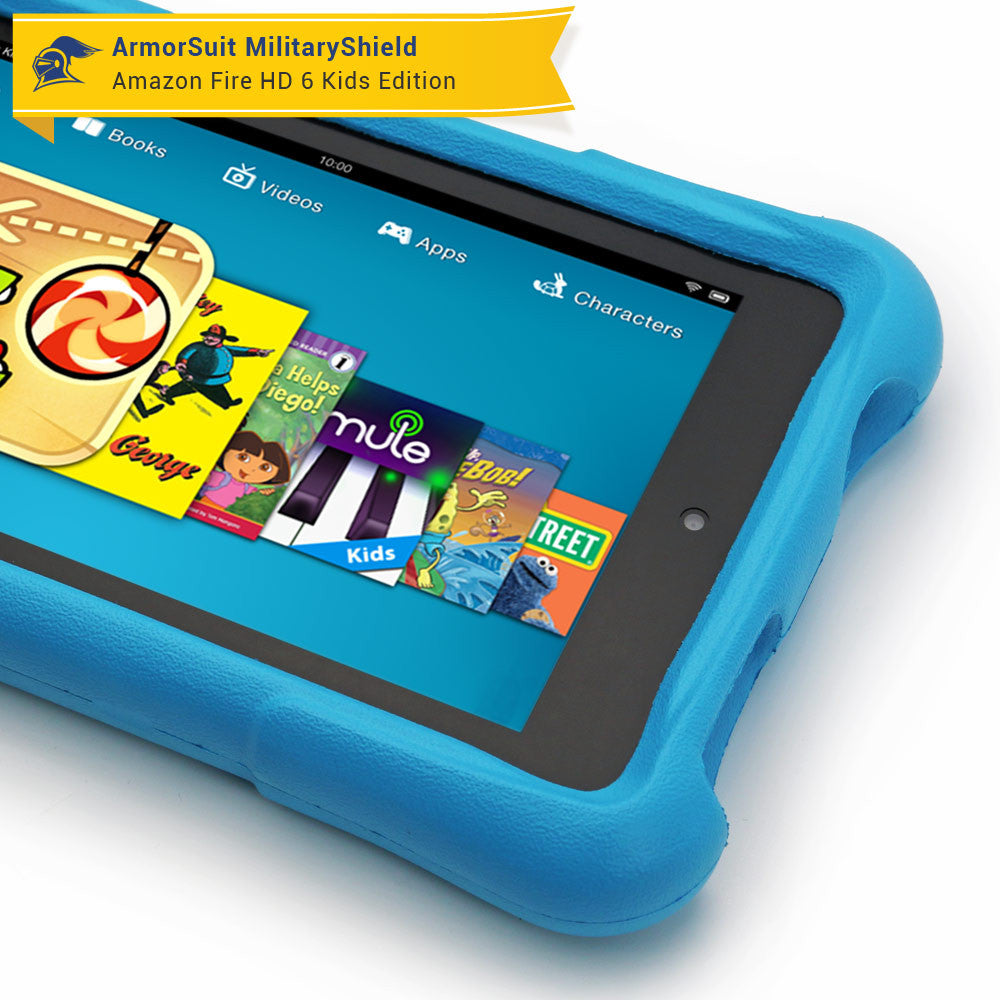Amazon Fire HD 6 Kids Edition Screen Protector + Black Carbon Fiber Skin