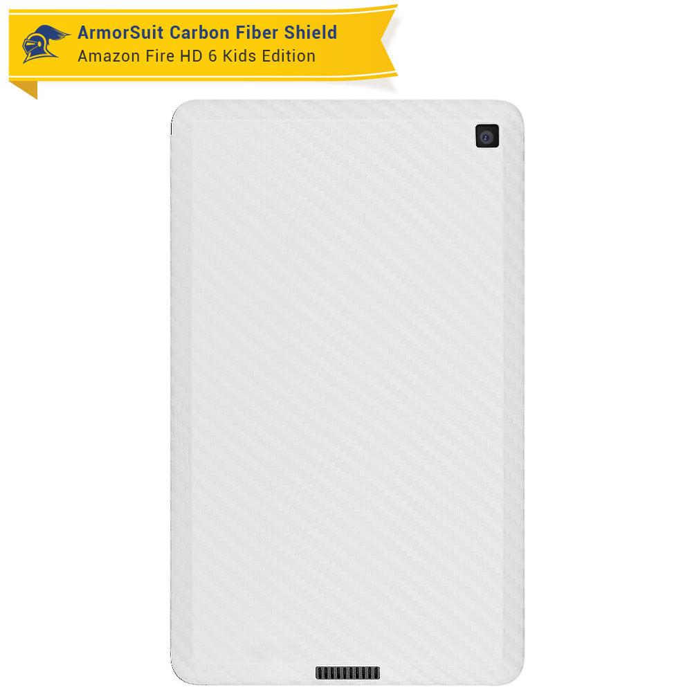 Amazon Fire HD 6 Kids Edition Screen Protector + White Carbon Fiber Skin