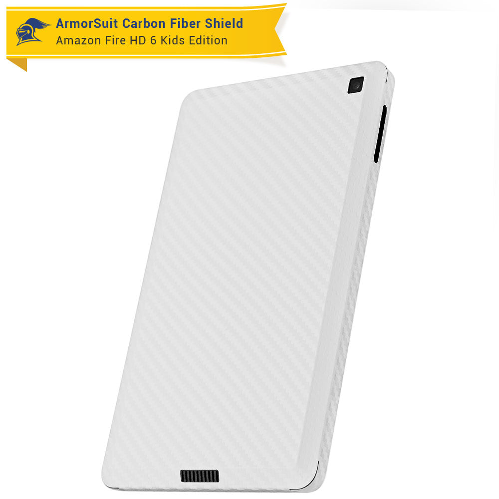 Amazon Fire HD 6 Kids Edition Screen Protector + White Carbon Fiber Skin
