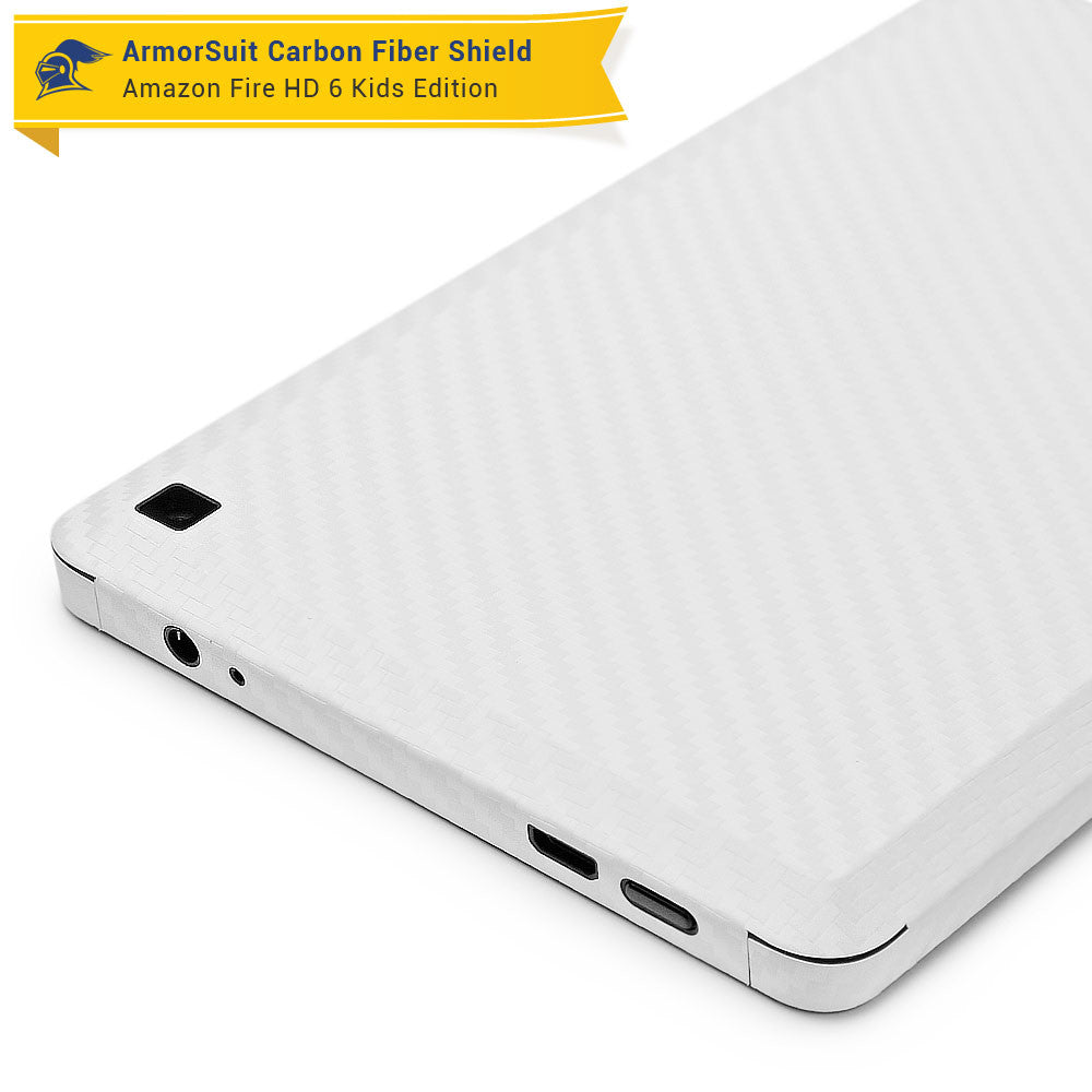 Amazon Fire HD 6 Kids Edition Screen Protector + White Carbon Fiber Skin
