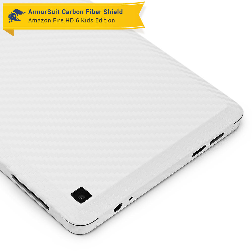 Amazon Fire HD 6 Kids Edition Screen Protector + White Carbon Fiber Skin