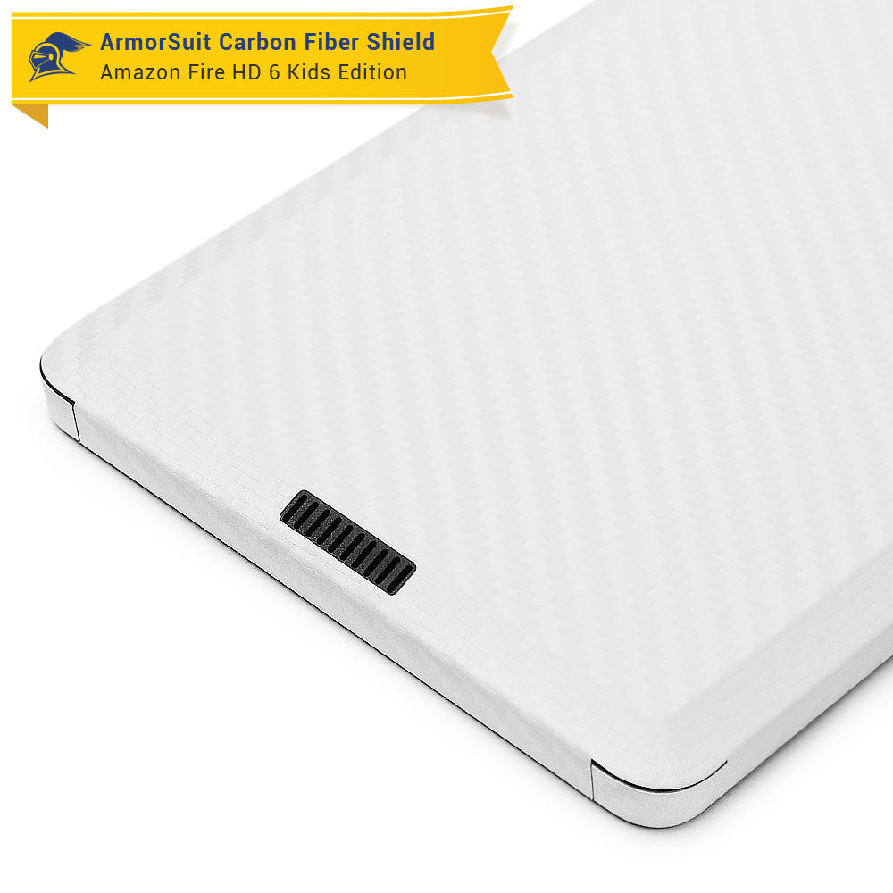 Amazon Fire HD 6 Kids Edition Screen Protector + White Carbon Fiber Skin