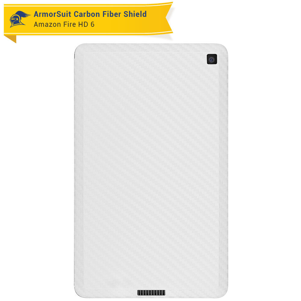 Amazon Fire HD 6 (2014) Screen Protector  + White Carbon Fiber Skin