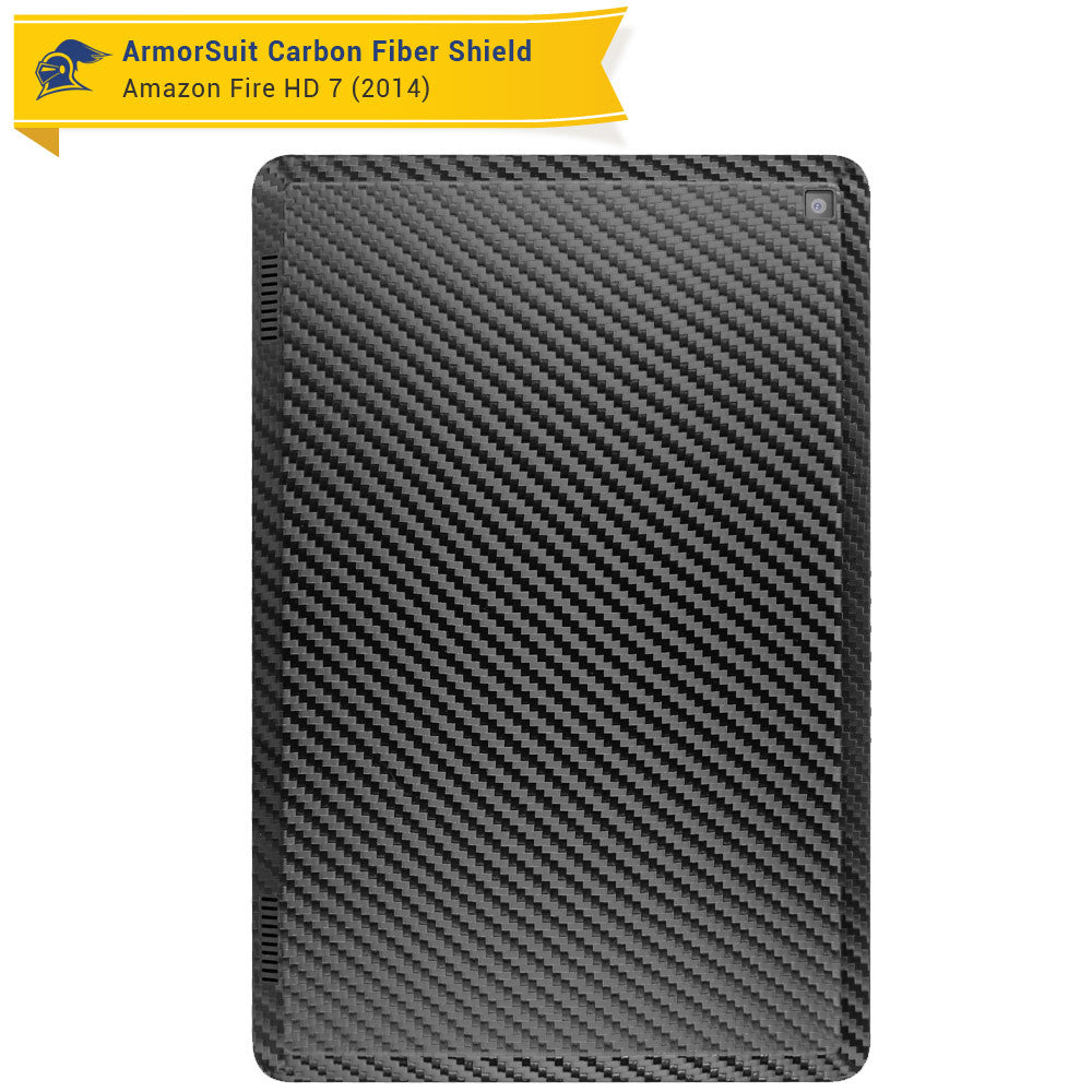 Amazon Fire HD 7 (2014 Version 4th Gen) Screen Protector + Black Carbon Fiber Skin