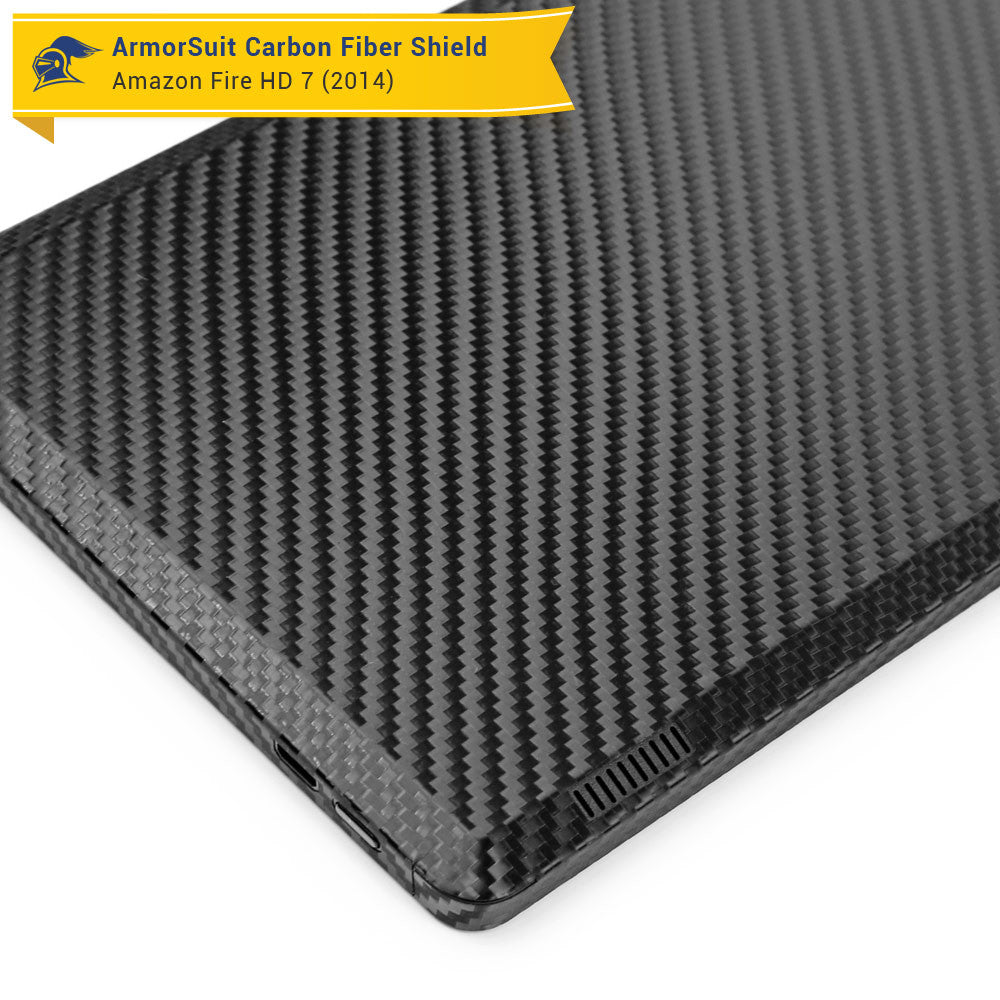 Amazon Fire HD 7 (2014 Version 4th Gen) Screen Protector + Black Carbon Fiber Skin