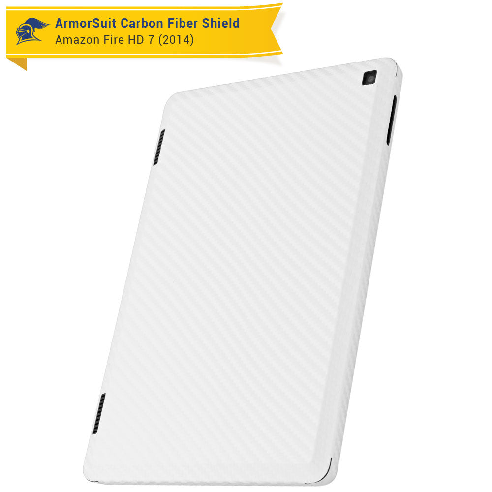 Amazon Fire HD 7 (2014 Version 4th Gen) Screen Protector  + White Carbon Fiber Skin