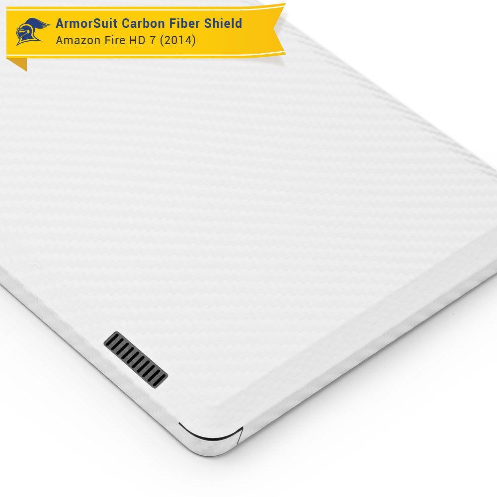 Amazon Fire HD 7 (2014 Version 4th Gen) Screen Protector  + White Carbon Fiber Skin