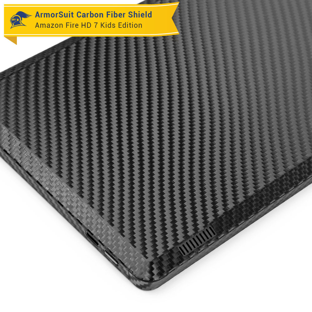 Amazon Fire HD 7 Kids Edition Screen Protector + Black Carbon Fiber Skin
