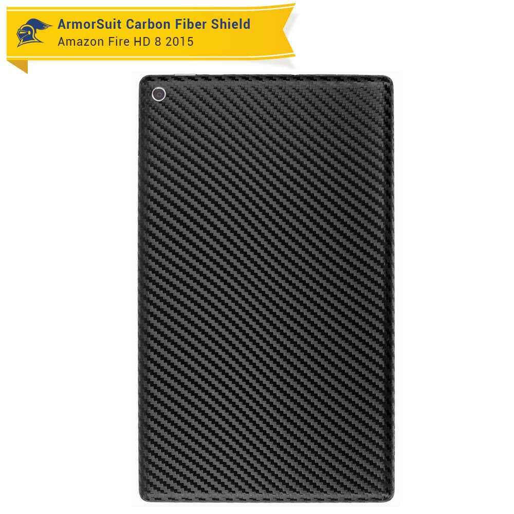 Amazon Fire HD 8" Screen Protector (2015)(5th Gen) + Black Carbon Fiber Full Body Skin Protector