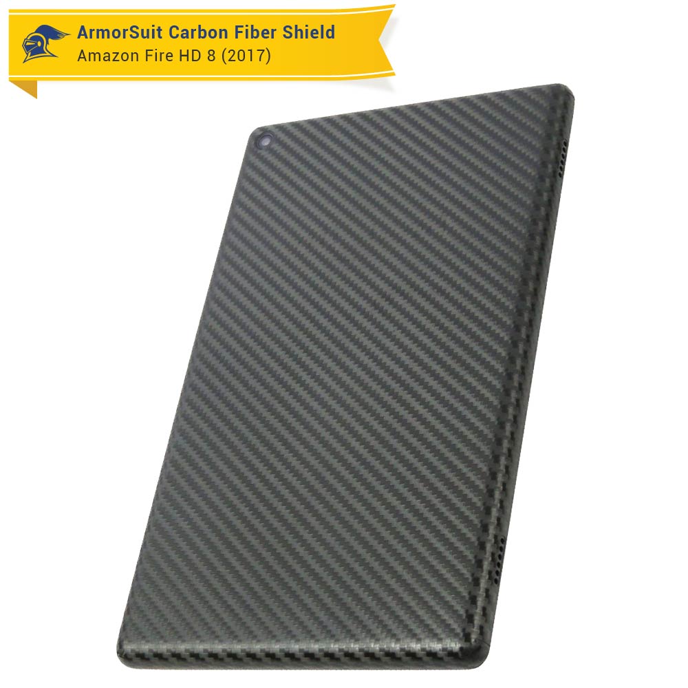 Amazon Fire HD 8 Screen Protector (7th Gen - 2017 Release) + Black Carbon Fiber Skin