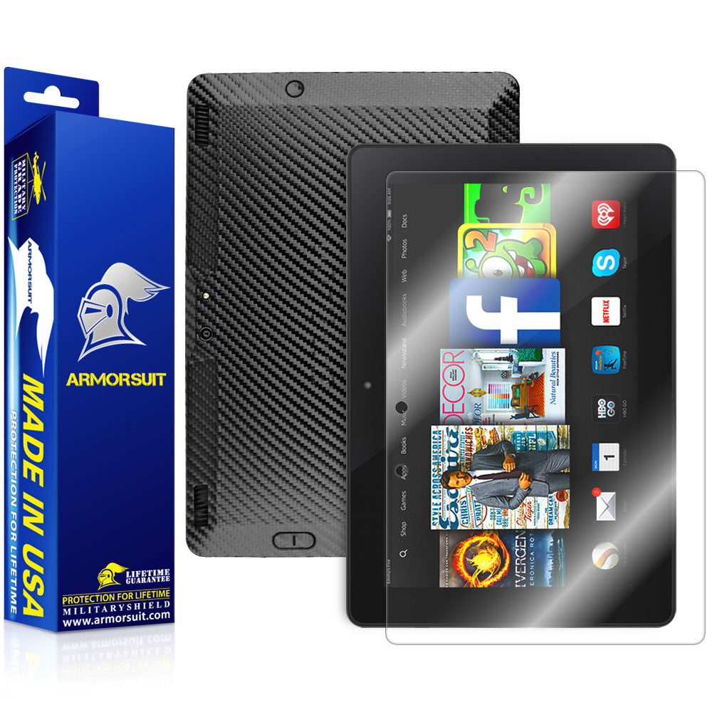 Amazon Fire HDX 8.9" (2014) / Kindle Fire HDX 8.9" Screen Protector + Black Carbon Fiber Film Protector