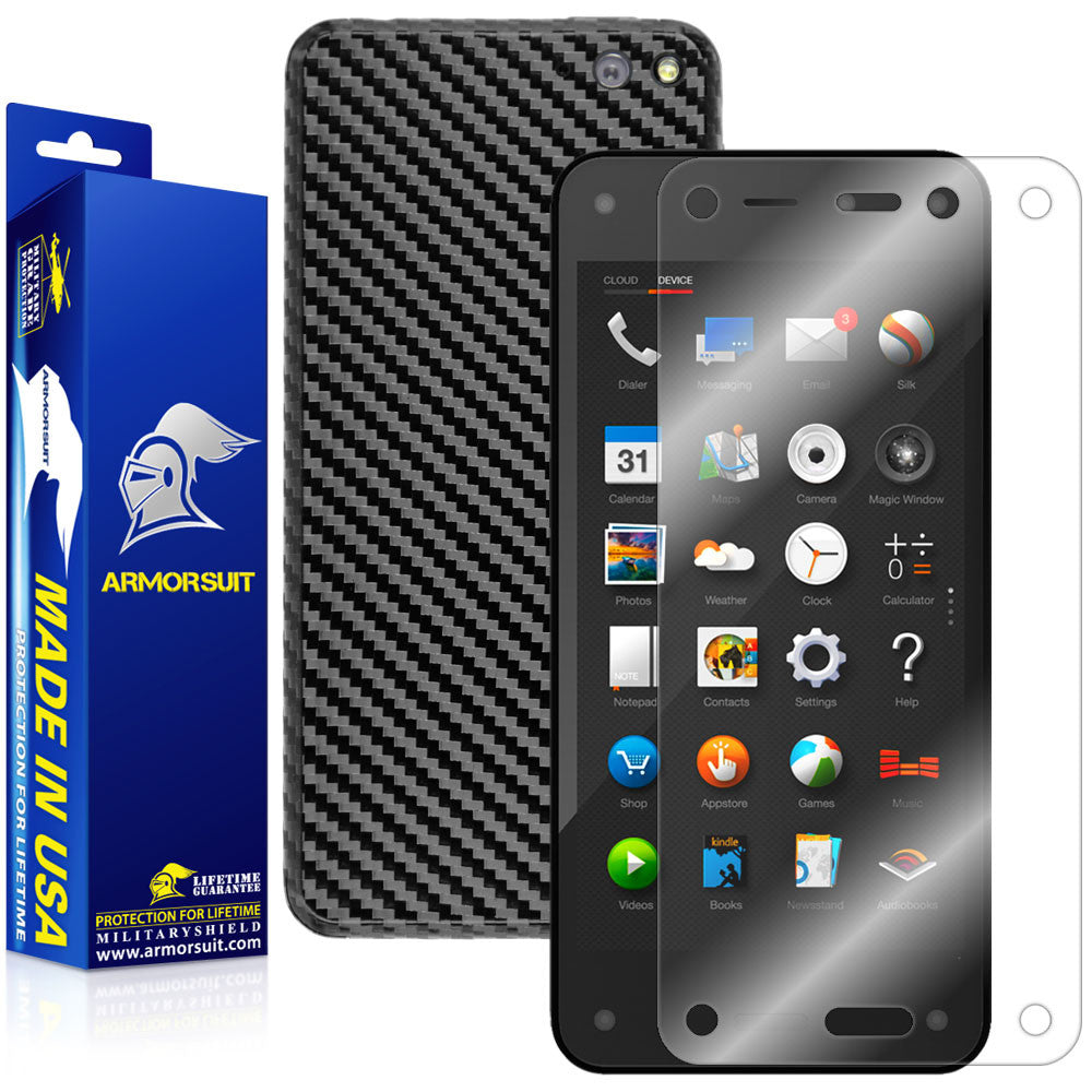 Amazon Fire Phone Screen Protector + Black Carbon Fiber Film Protector