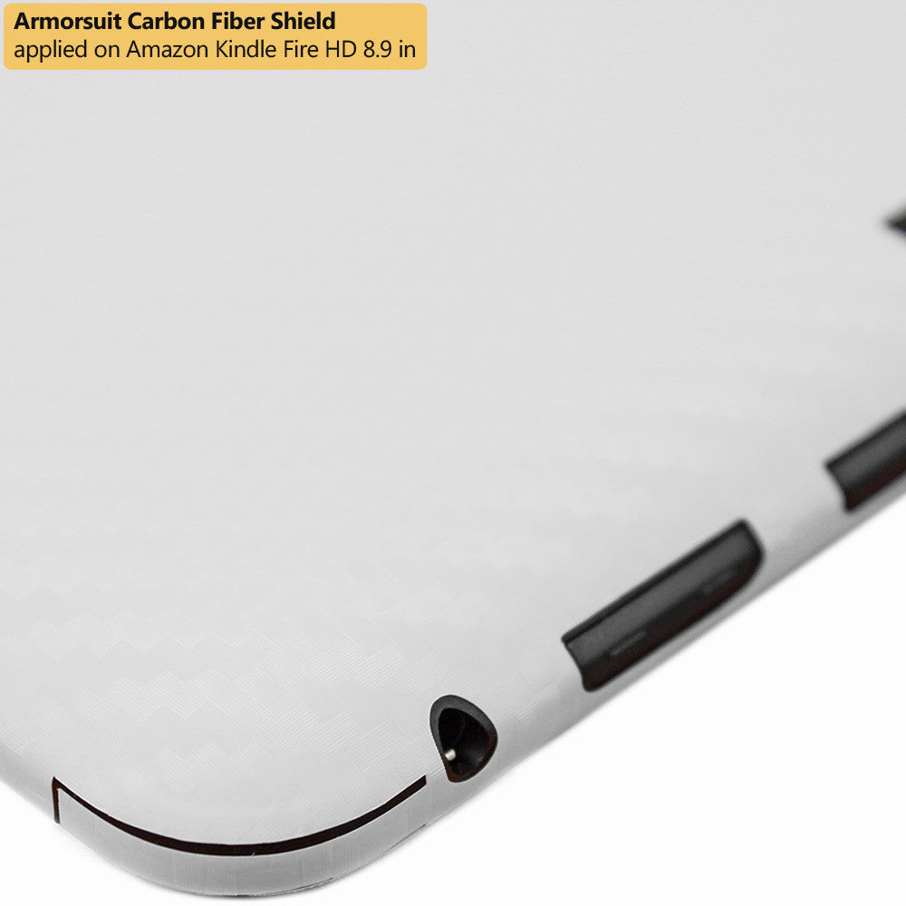 Amazon Kindle Fire HD 8.9 Inch Screen Protector + White Carbon Fiber Skin