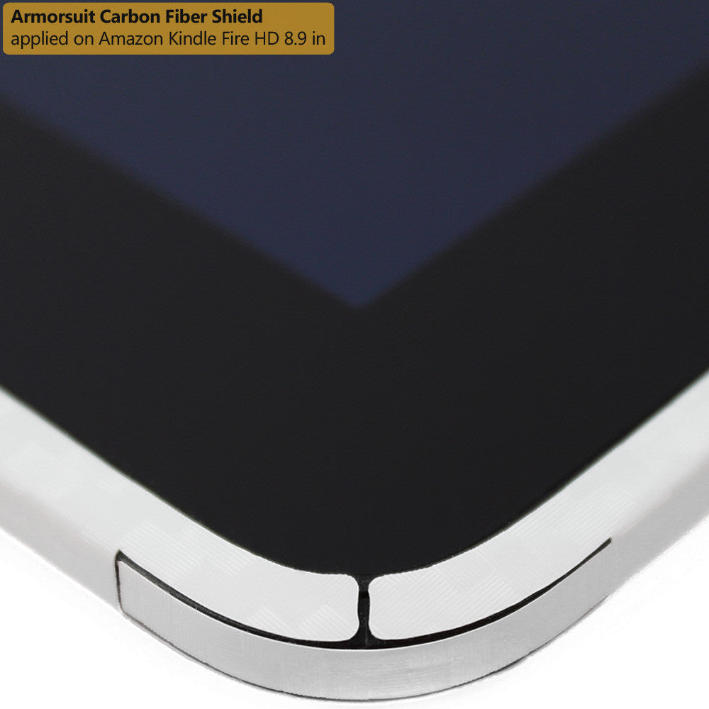 Amazon Kindle Fire HD 8.9 Inch Screen Protector + White Carbon Fiber Skin