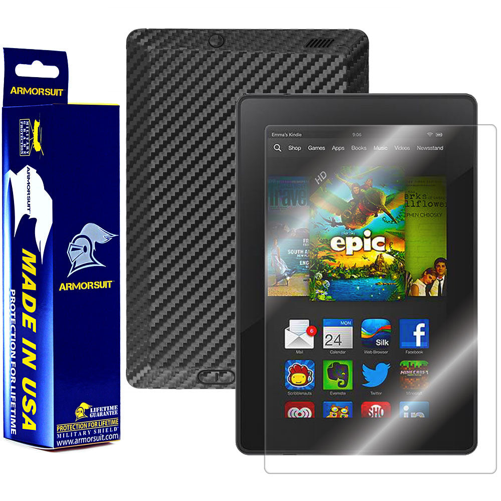 Amazon Kindle Fire HD 7" 2013 (2nd Generation) Screen Protector + Black Carbon Fiber Film Protector