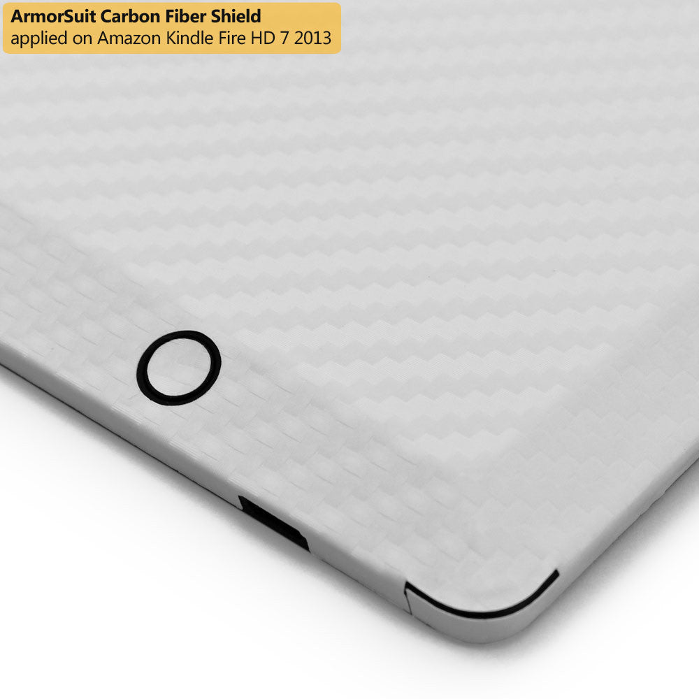 Amazon Kindle Fire HD 7" 2013 (2nd Generation) Screen Protector + White Carbon Fiber Film Protector