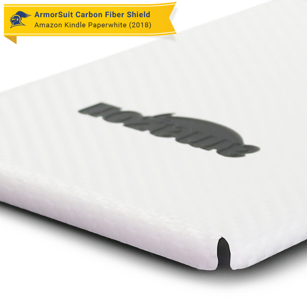 Amazon Kindle Paperwhite (2018) Screen Protector + White Carbon Fiber Skin
